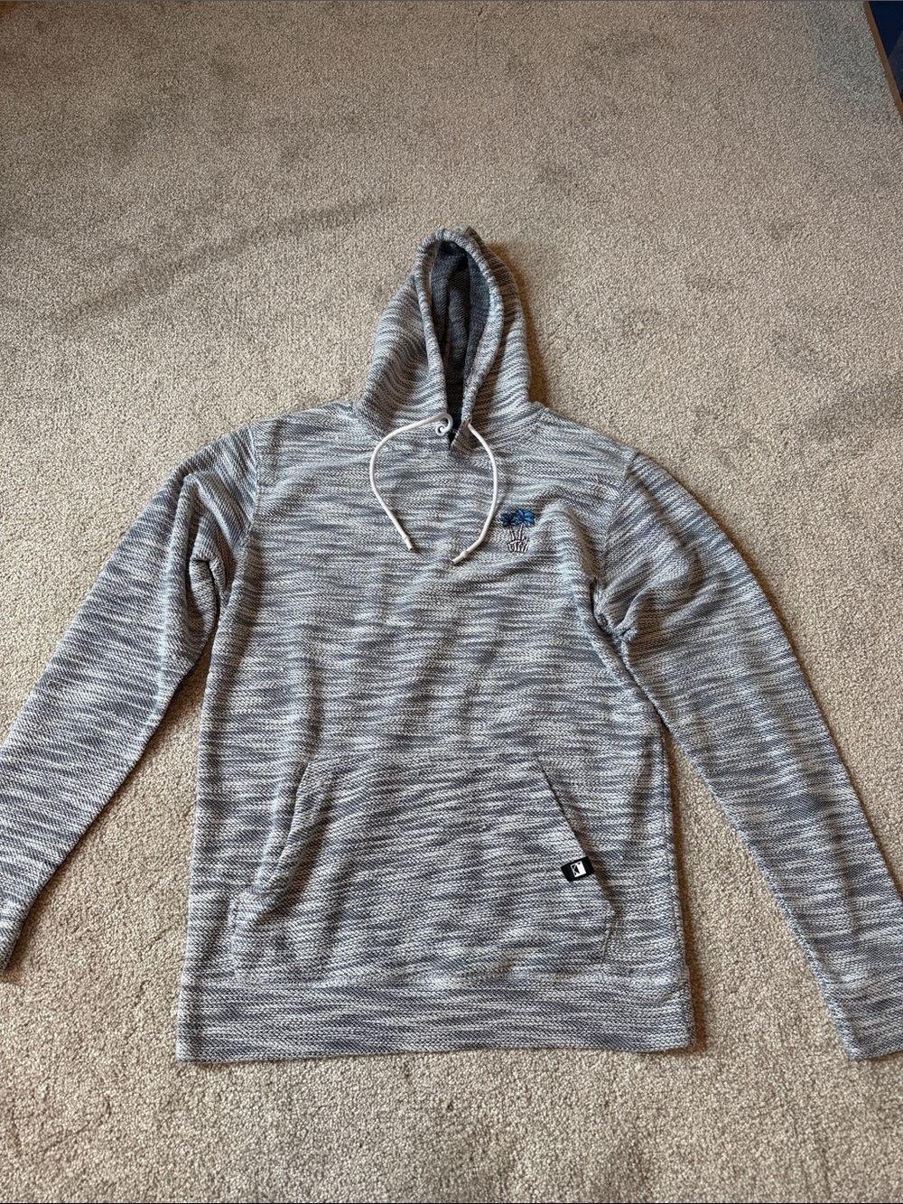 Men's Gray Marled Hooded Pullover Sweatshirt